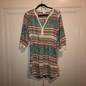 Orange, white, and blue dress